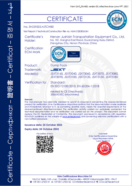 CE for the dump truck