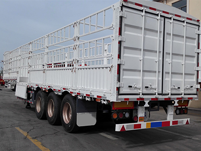 China Popular Sale 3 Axle High Drop Side Cattle Gated Stake Fence Truck Semi Trailer